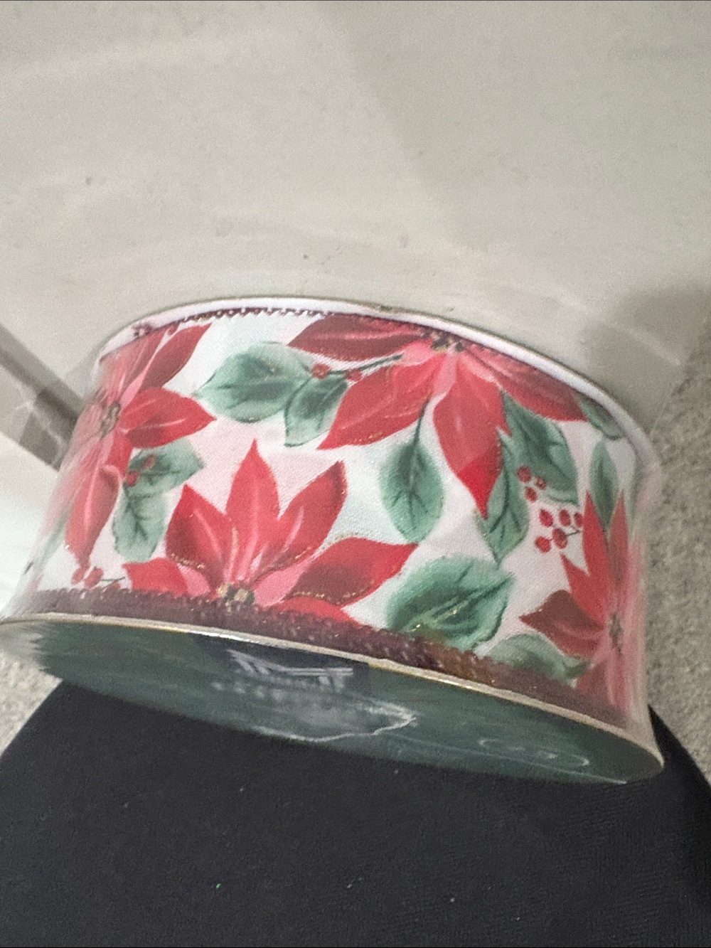Holiday Poinsettia Wire-Edge Ribbon in Red and Green - Classic Holiday Decor